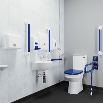 AKW Close Coupled Doc M Pack Disabled Toilet Fluted Blue - 5 x Grab Rails