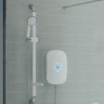 AKW SmartCare Plus White Electric Shower Silver/White Kit 10.5kW