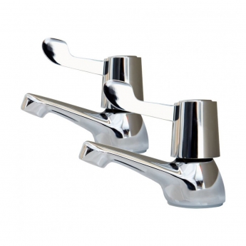 AKW Lever Handle Basin Taps Pair - Chrome