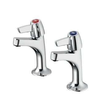 Armitage Shanks Sandringham 21 Kitchen Sink High Neck Pillar Taps with Levers - Chrome