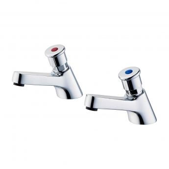 Armitage Shanks Sandringham 21 Self Closing Basin Pillar Taps (Pair) - Chrome