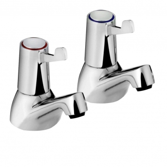 Bristan Value Bath Taps Pair with 76mm Metal Lever Handles - Chrome