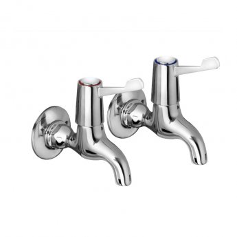 Bristan Value Bib Taps Pair with 3 Inch Lever Handles - Chrome