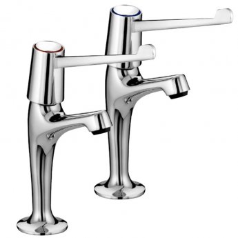 Bristan Value High Neck Kitchen Sink Taps Pair with 6 Inch Lever Handles - Chrome