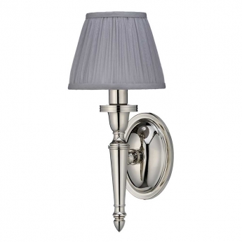 Burlington Arcade Oval Base Bathroom Light 330mm H x 156mm W - Nickel/Silver Chiffon Shade