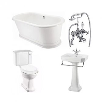 Burlington Complete Bathroom Suite 1800mm x 850mm Round Freestanding Bath