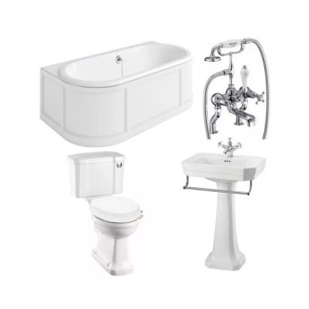 Burlington Complete Bathroom Suite 1800mm x 950mm Back to Wall Bath Matt White