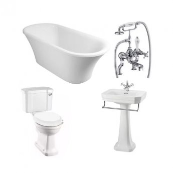 Burlington Complete Bathroom Suite 1700mm x 750mm Freestanding Bath White