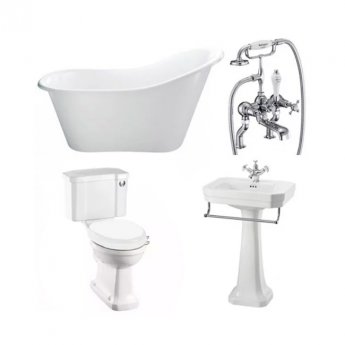 Burlington Complete Bathroom Suite 1700mm x 740mm Freestanding Bath White