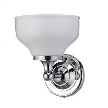 Burlington Round Bathroom Light 217mm High x 170mm Wide Chrome/Frosted Glass