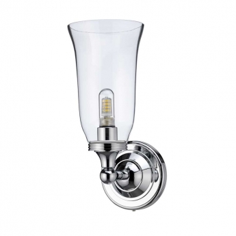 Burlington Round Bathroom Light 300mm High x 120mm Wide Chrome/Clear Glass