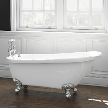 Delphi Brentwood Single Ended Freestanding Slipper Bath 1555mm x 725mm - 0 Tap Hole (inc Leg Set)