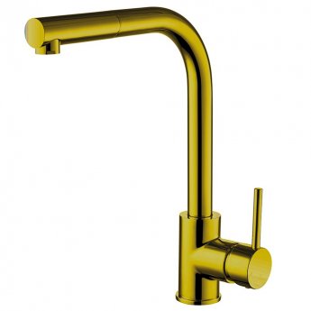 Delphi Era Kitchen Sink Mixer Tap Pull-Out Spray - Brushed Gold