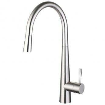 Delphi Jema Pull Out Spout Single Lever Kitchen Sink Mixer Tap - Brushed Nickel