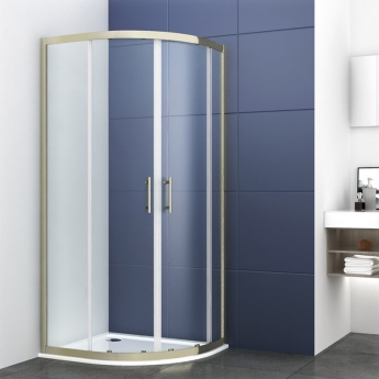 Delphi Inspire Brushed Brass Offset Quadrant Shower Enclosure - 6mm Glass