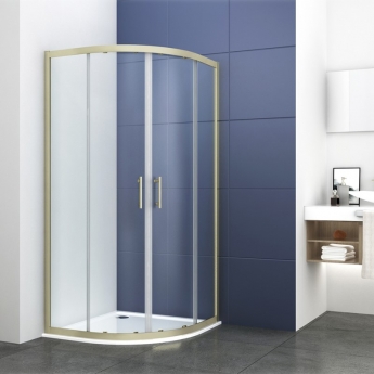 Delphi Inspire Brushed Brass Quadrant Shower Enclosure - 6mm Glass