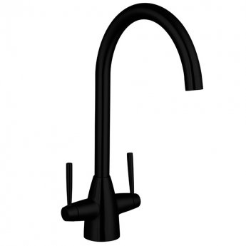 Delphi Roune Kitchen Sink Mixer Tap Dual Handle - Black