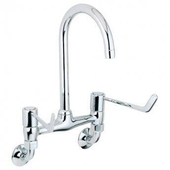 Deva Kitchen Sink Mixer Tap Wall Mounted 6 Inch Lever Handles Chrome