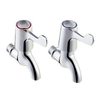 Deva Lever Action Bathroom Bib Taps - Chrome