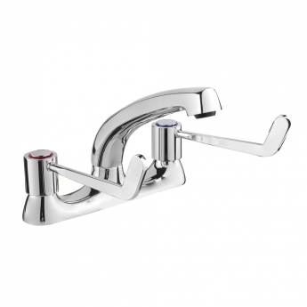 Deva Lever Action Deck Mounted Kitchen Sink Mixer Tap - 6 inch Levers - Chrome