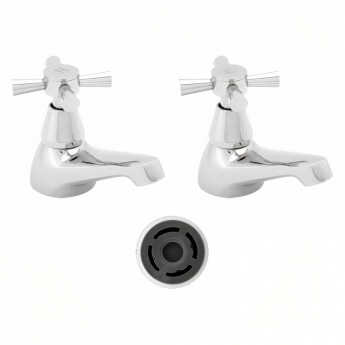 Deva Milan Basin Taps (Pair) 4 litre Flow Regulator - Chrome