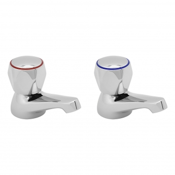 Deva Profile Basin Taps Pair - Chrome (with Metal Backnuts)