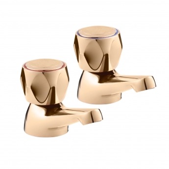 Deva Profile Modern Basin Taps Pair - Gold
