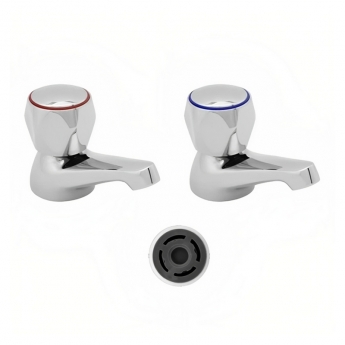 Deva Profile Basin Taps (Pair) with 4 litre Flow Regulator - Chrome