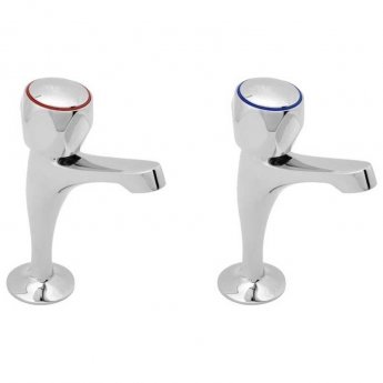 Deva Profile High Neck Kitchen Sink Taps Pair Metal Backnuts - Chrome