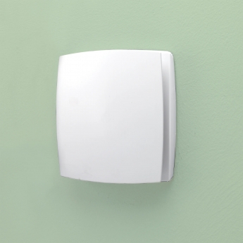 HiB Breeze Wall Mounted White Bathroom Fan With Timer 152mm High x 152mm Wide x 33mm Deep