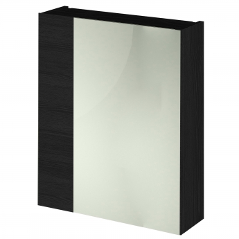 Hudson Reed Fusion Mirrored Bathroom Cabinet (75/25) 600mm Wide - Charcoal Black