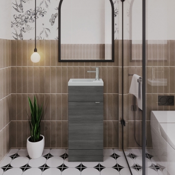 Hudson Reed Fusion Slimline 400mm 1-Door Floor Standing Vanity Unit
