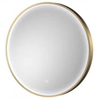 Hudson Reed Mensa Brushed Brass Framed Bathroom Mirror with Touch Sensor 600mm Diameter