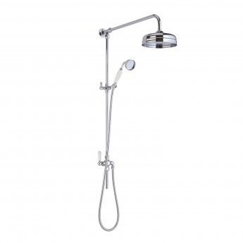 Hudson Reed Victorian Grand Shower Riser Kit with Diverter with Fixed Shower Head and Handset - Chrome