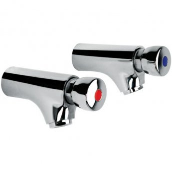 Inta Wall Mounted Non-Concussive Basin Taps Pair Chrome