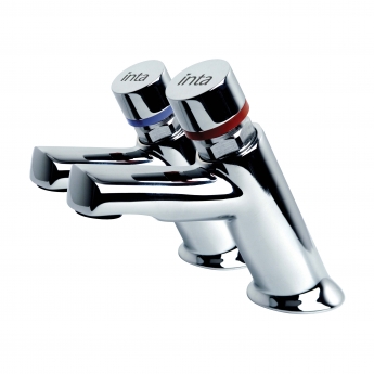 Inta Non Concussive Self Closing Basin Taps Pair Chrome