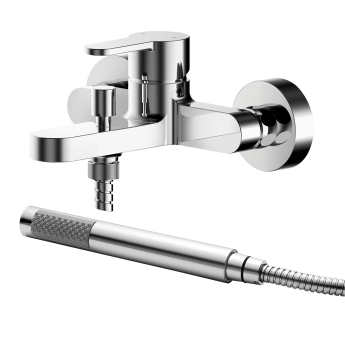 Nuie Arvan Wall Mounted Bath Shower Mixer Tap with Shower Kit - Chrome