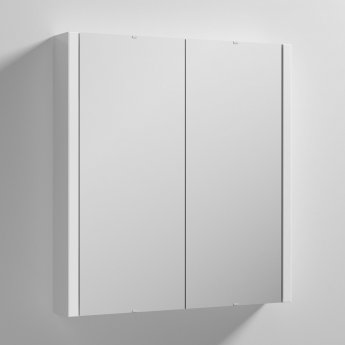 Nuie Parade 2-Door Mirrored Bathroom Cabinet 600mm Wide - Gloss White