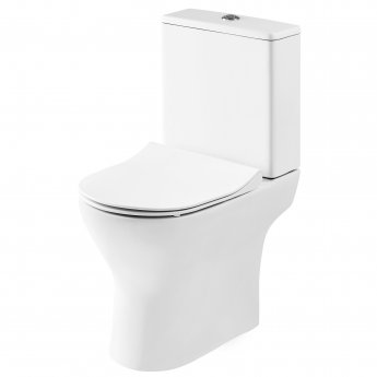 Nuie Freya Rimless Open Back Close Coupled Toilet with Push Button Cistern - Soft Close Seat