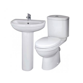 Nuie Ivo Bathroom Suite with Close Coupled Toilet and Basin - 1 Tap Hole