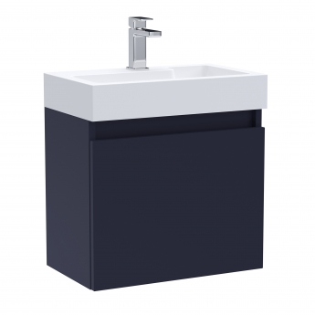 Nuie Merit Wall Hung 1-Door Vanity Unit with Slimline Basin 500mm Wide - Midnight Blue
