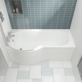 Nuie P-Shaped Shower Bath 1600mm x 700mm/850mm - Left Handed (inc Leg Set)