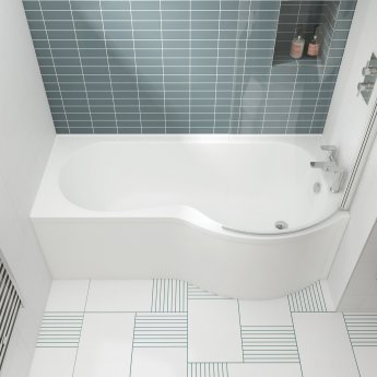 Nuie P-Shaped Shower Bath 1700mm x 700mm/850mm - Right Handed (inc Leg Set)