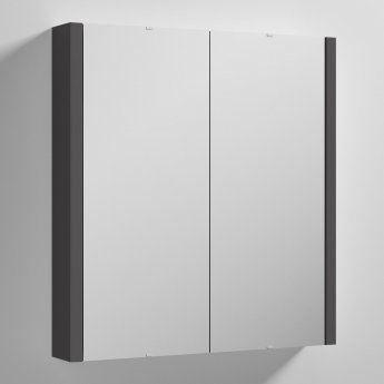 Nuie Parade 2-Door Mirrored Bathroom Cabinet 600mm Wide - Gloss Grey