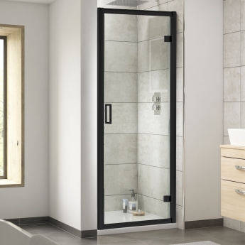 Nuie Rene Black Hinged Shower Door 700mm Wide - 6mm Glass