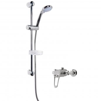 Nuie Round Manual Exposed Shower Valve with Slider Rail Kit - Chrome