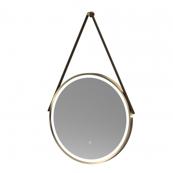 Nuie Salana Round LED Bathroom Mirror with Touch Sensor 600mm Diameter - Brushed Brass