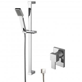 Nuie Sanford Square Manual Concealed Shower Valve with Slider Rail Kit - Chrome