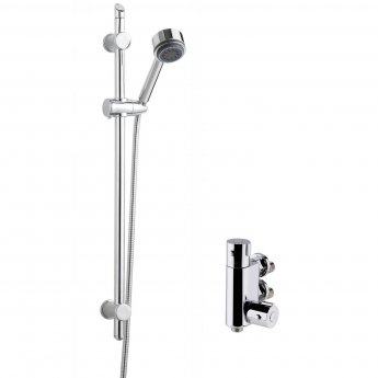 Nuie Vertical Thermostatic Bar Shower Valve with Single Function Slider Rail Kit - Chrome