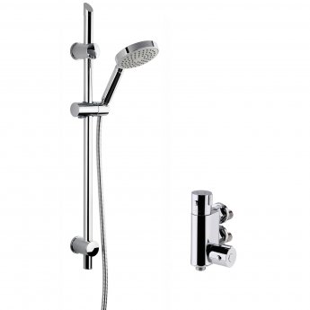 Nuie Vertical Thermostatic Bar Shower Valve with Slim Single Function Slider Rail Kit - Chrome